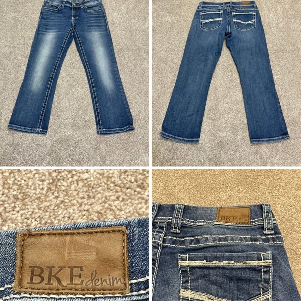Buckle Bke womens Harper bootcut jeans sz 28 mid rise dark wash blue jeans crop